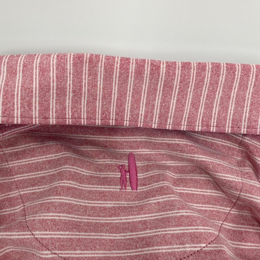 johnnie-O Polo Shirt Mens Large Pink Striped Golf Performance Summer Athleisure - Picture 5 of 12